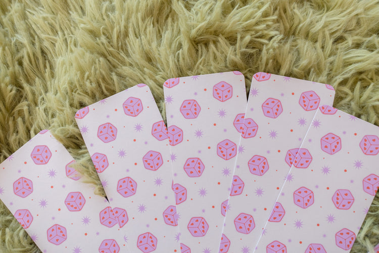 Dice Hearts Paper Bookmark