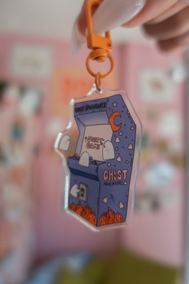 Ghostly Arcade Machine Keychain