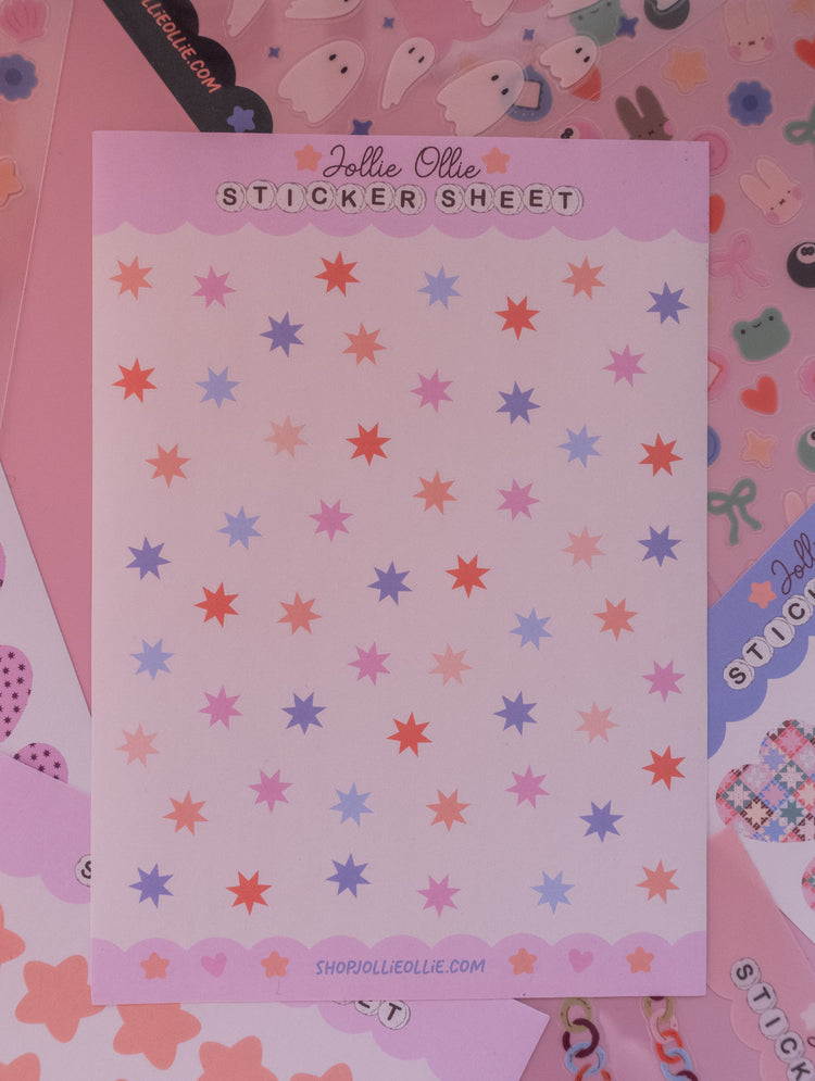 Colorful Confetti Star Sticker Sheet