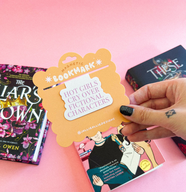 Pink/Cream Hot Girls Cry Magnetic Bookmark