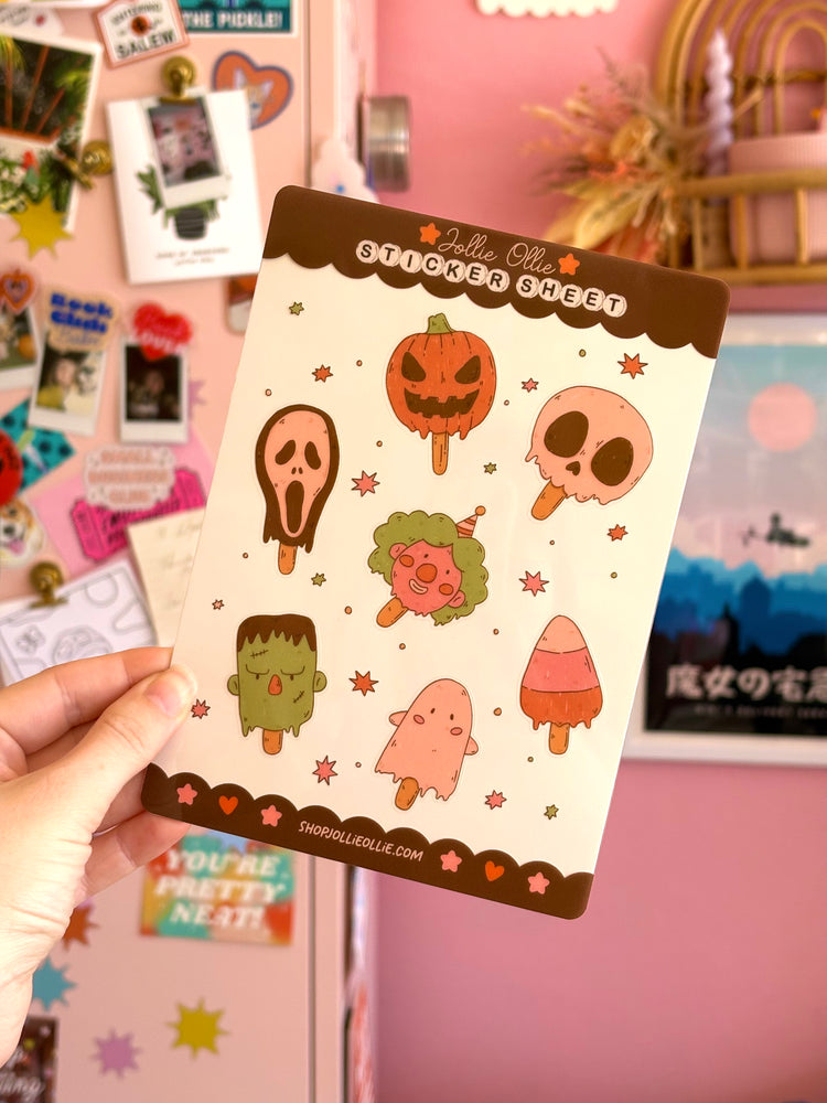 Spooky Popsicles Sticker Sheet (CLEAR BACK)