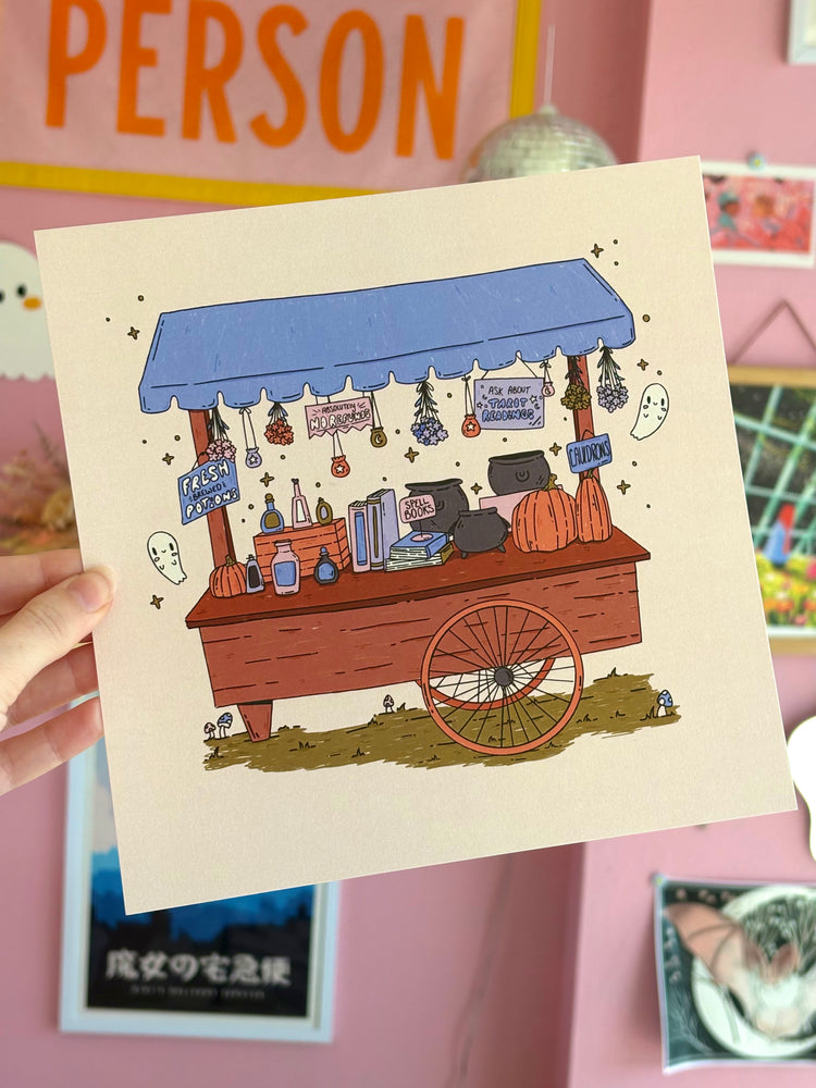 Spooky Traveling Cart 8x8 Print