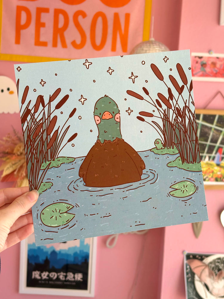 Pond Duck 8x8 Print