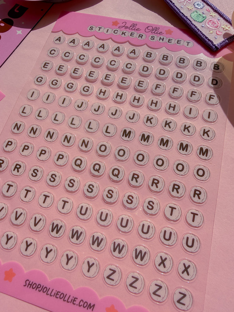 Letter Beads Clear Sticker Sheet