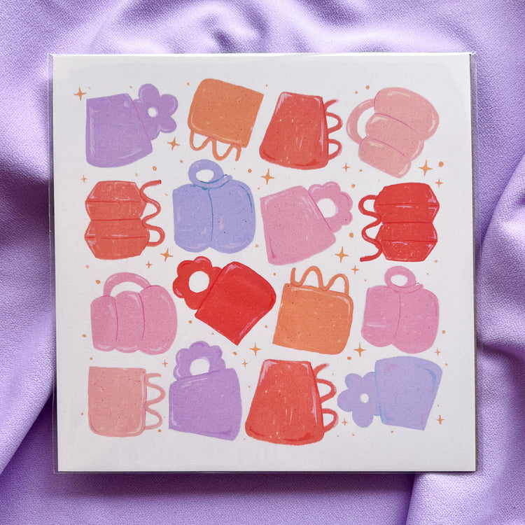 I Love Coffee Mugs Print