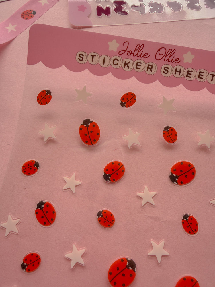 Ladybug Sticker Sheet (CLEAR BACK)
