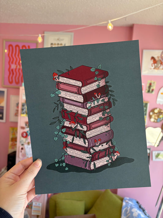Book Stack 8x10 Print