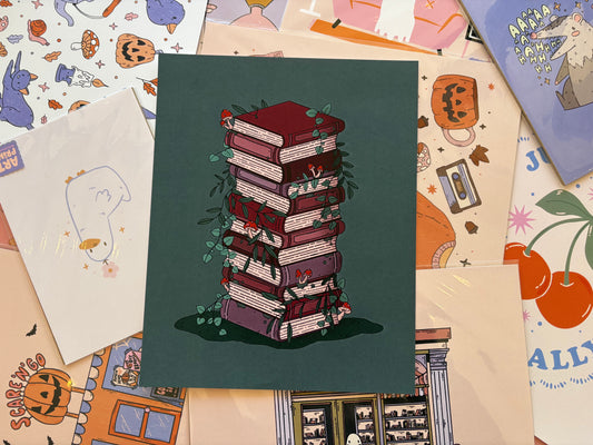 Book Stack 8x10 Print