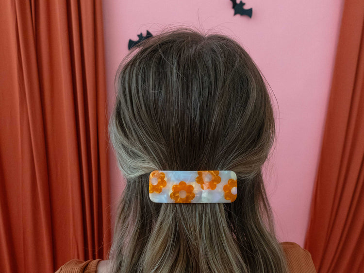 Floral Barrette (orange or purple)