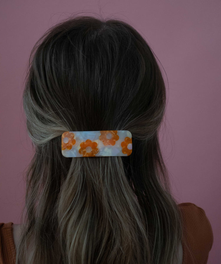 Floral Barrette (orange or purple)