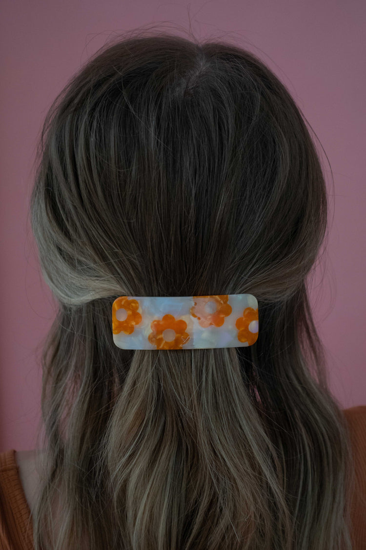 Floral Barrette (orange or purple)