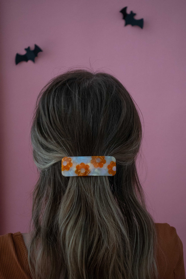 Floral Barrette (orange or purple)