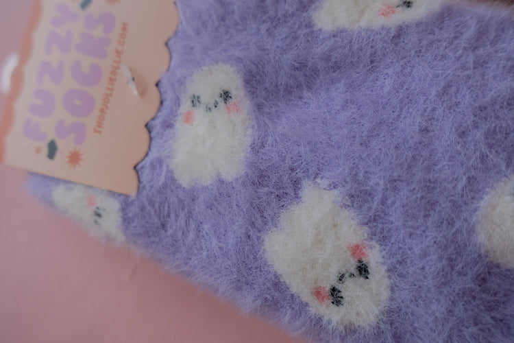 Purple Ghostie Fuzzy Socks