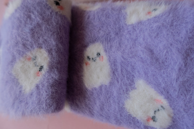 Purple Ghostie Fuzzy Socks