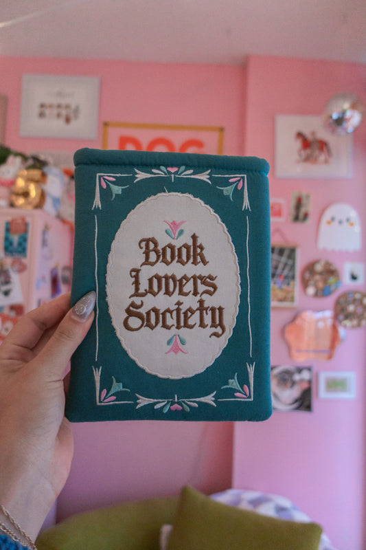 Book Lover's Society Embroidered Book/Kindle Sleeve