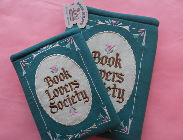 Book Lover's Society Embroidered Book/Kindle Sleeve
