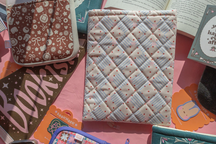 Quilted Ladybug Embroidered Book/Kindle Sleeve