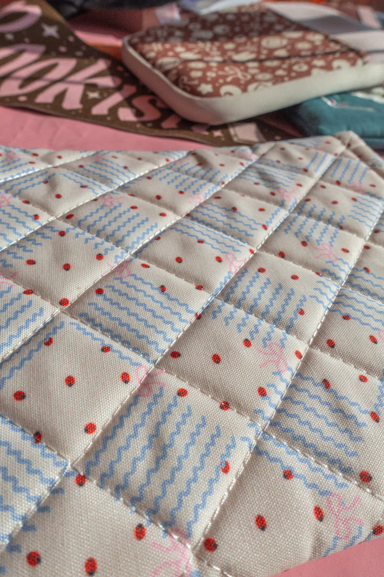 Quilted Ladybug Embroidered Book/Kindle Sleeve