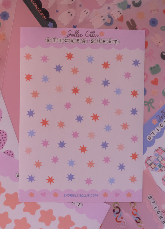 Colorful Confetti Star Sticker Sheet