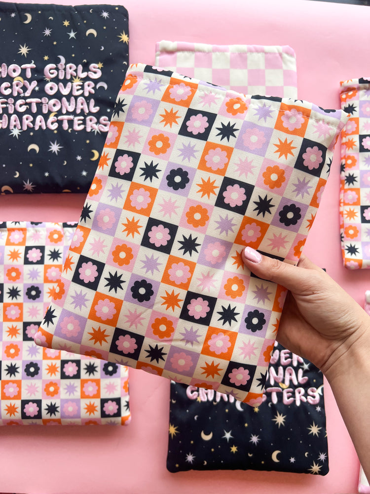 Floral Checkered Book Sleeve