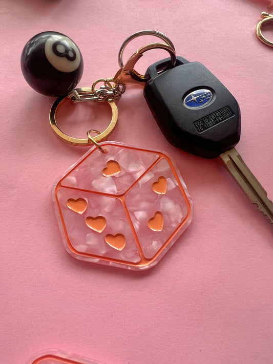 Heart Dice Acrylic Keychain