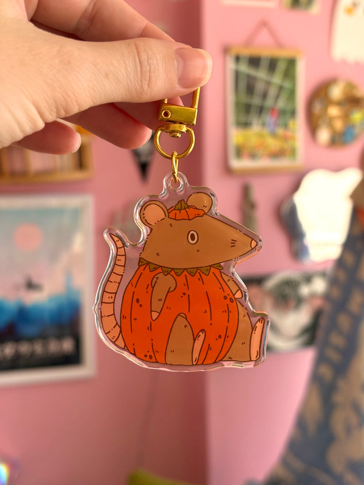 Pumpkin Rat Keychain