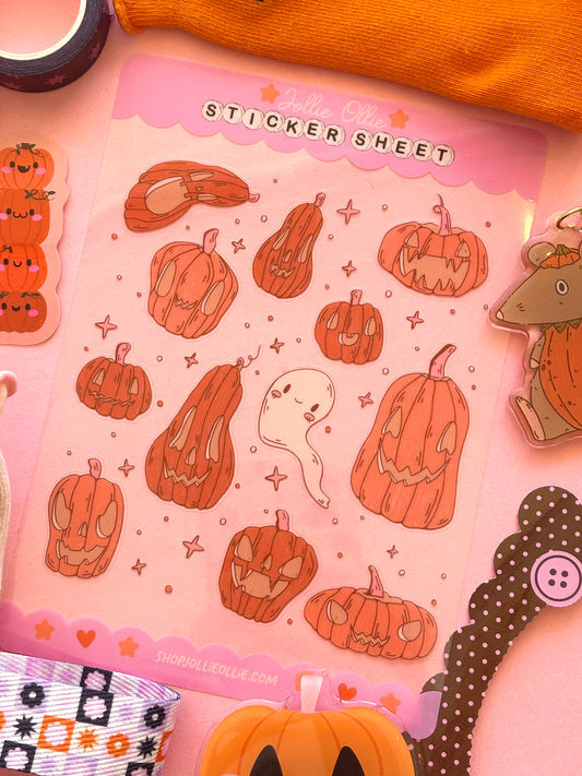 Pumpkins Sticker Sheet (CLEAR BACK)