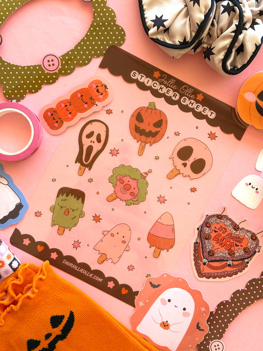 Spooky Popsicles Sticker Sheet (CLEAR BACK)