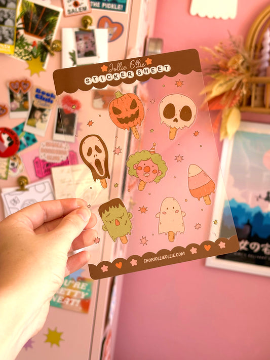 Spooky Popsicles Sticker Sheet (CLEAR BACK)