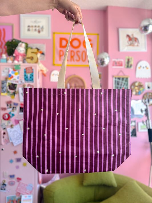 Maroon Striped Resuable Bag