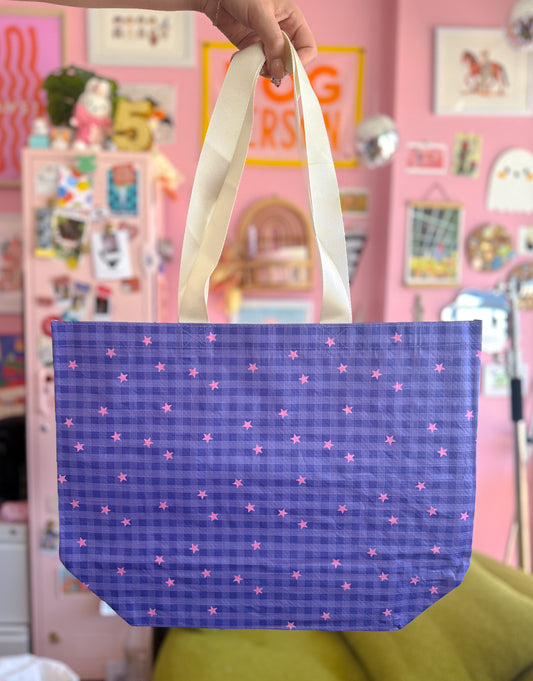 Blue Gingham Reusable Bag