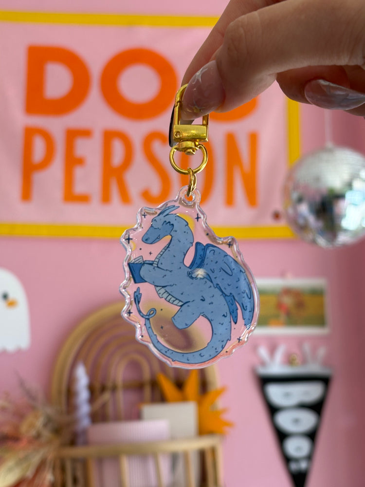 Reading Dragon Acrylic Keychain
