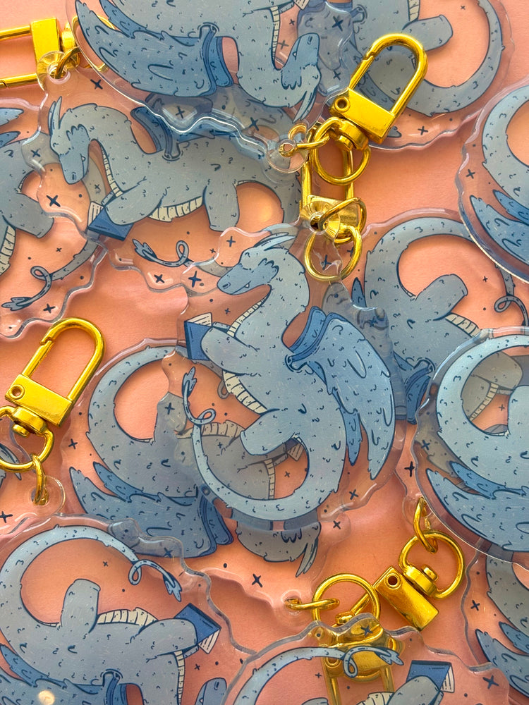 Reading Dragon Acrylic Keychain