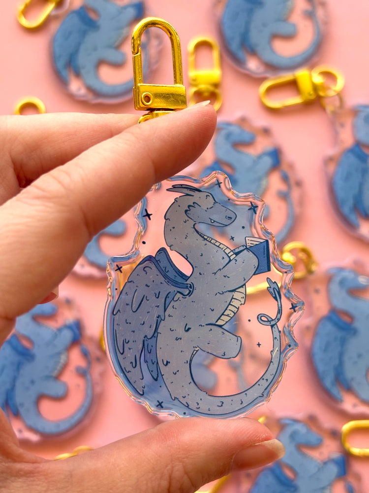 Reading Dragon Acrylic Keychain