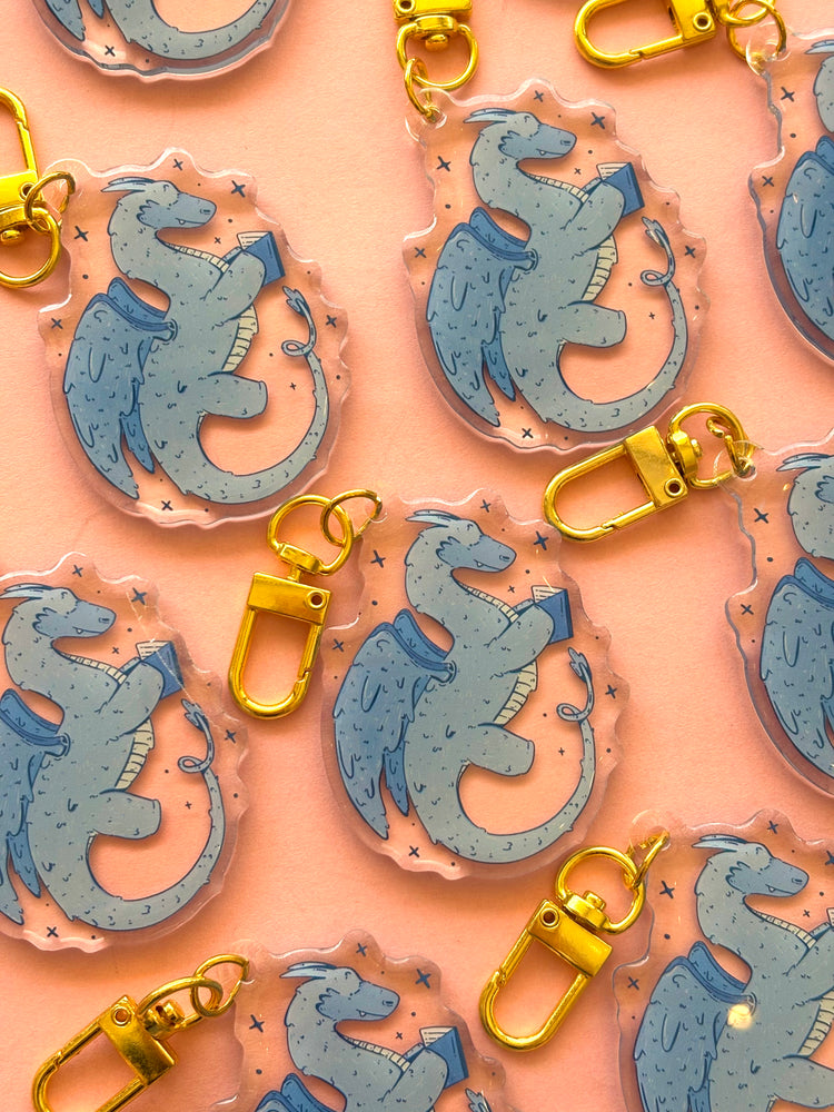 Reading Dragon Acrylic Keychain