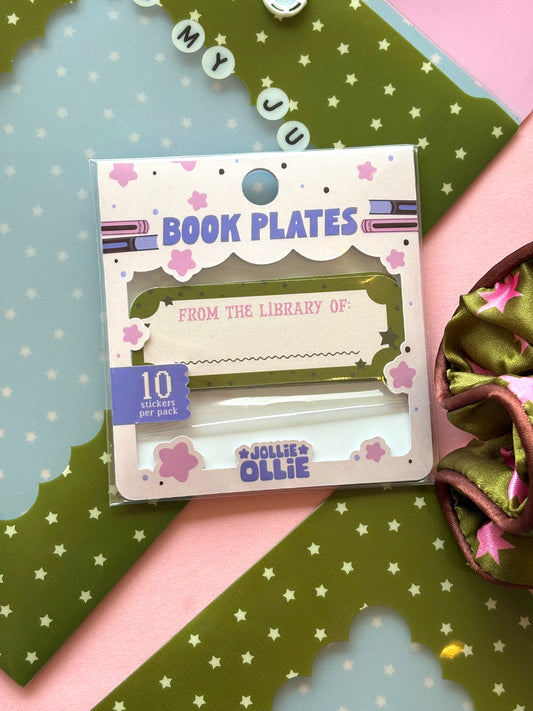 Green Stars Book Plate Stickers