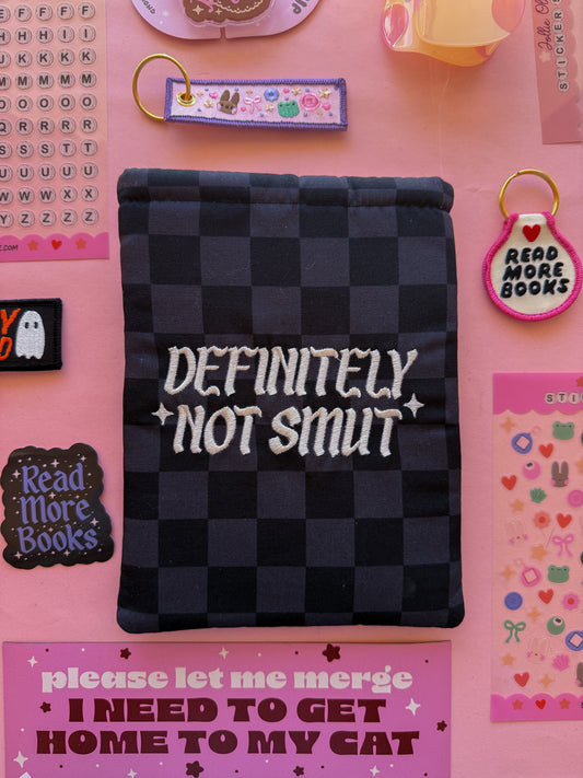 Definitely Not Smut [Black Checkered] Book & Kindle/E-Reader Sleeve