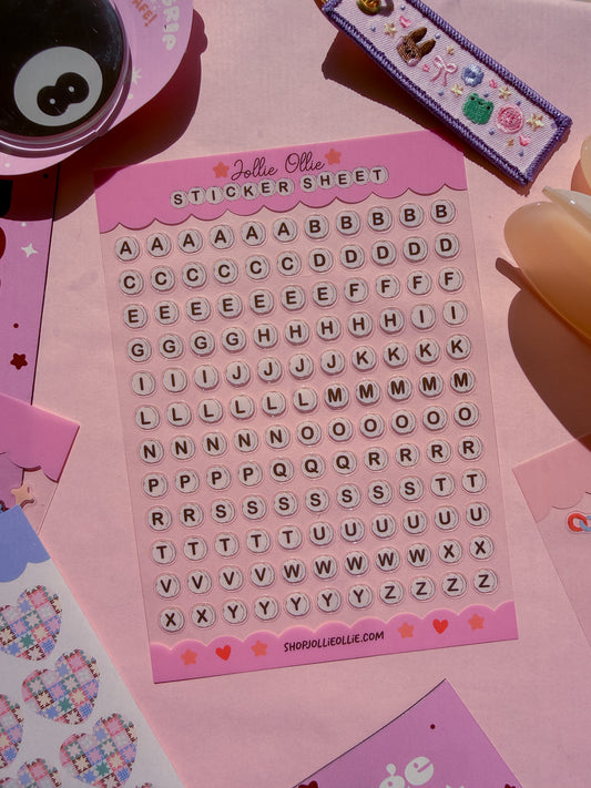 Letter Beads Clear Sticker Sheet