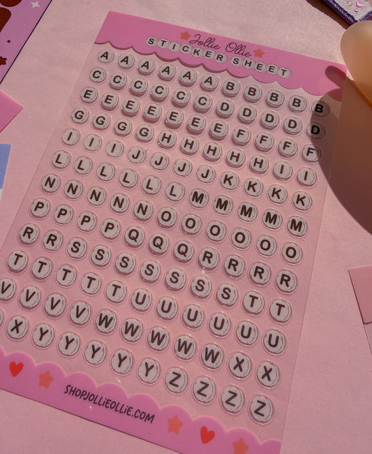 Letter Beads Clear Sticker Sheet