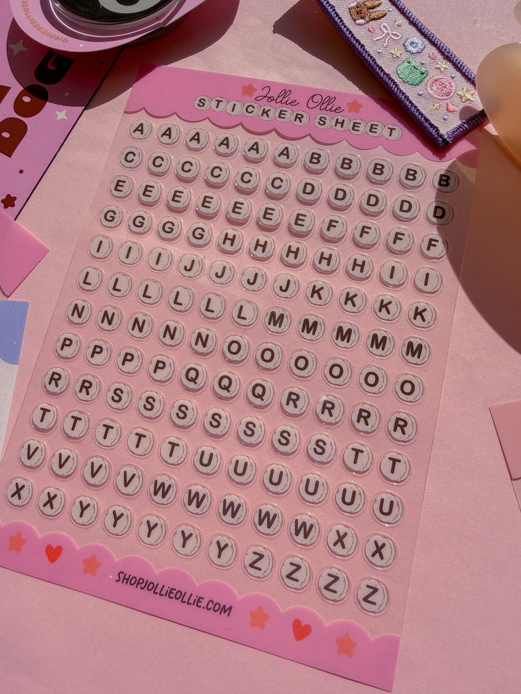 Letter Beads Clear Sticker Sheet