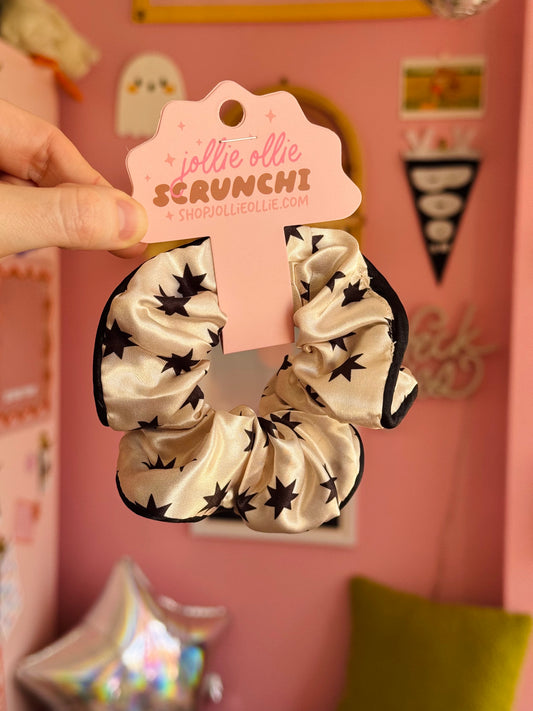 Black and White Star Satin Scrunchies