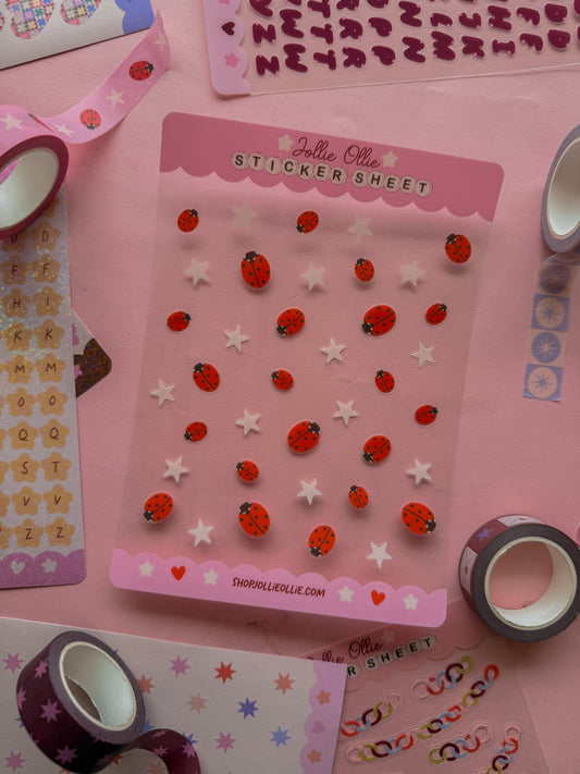 Ladybug Sticker Sheet (CLEAR BACK)