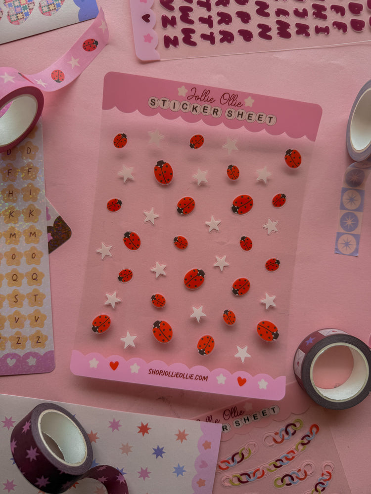 Ladybug Sticker Sheet (CLEAR BACK)