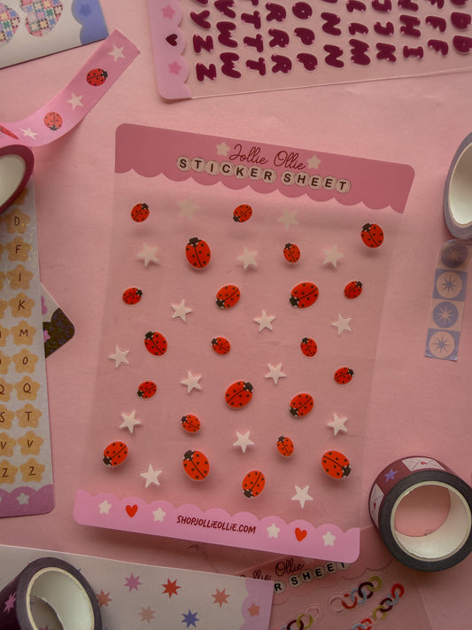 Ladybug Sticker Sheet (CLEAR BACK)