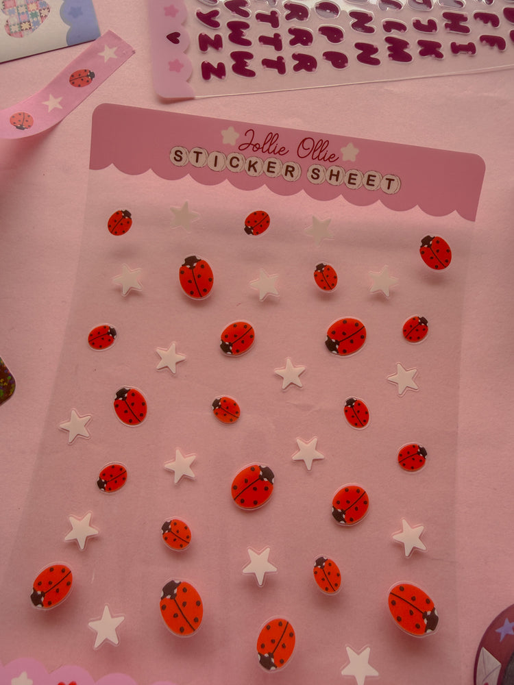Ladybug Sticker Sheet (CLEAR BACK)