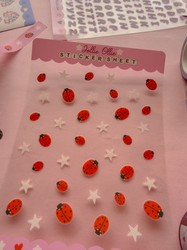 Ladybug Sticker Sheet (CLEAR BACK)