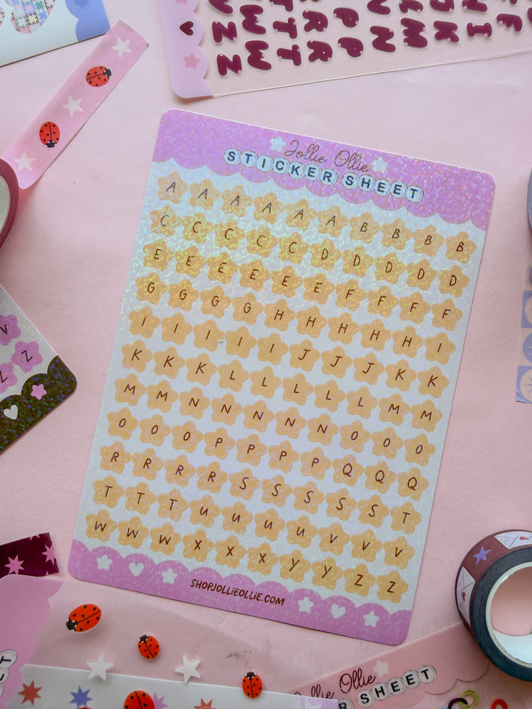 Yellow Sparkly Star Letter Sticker Sheet