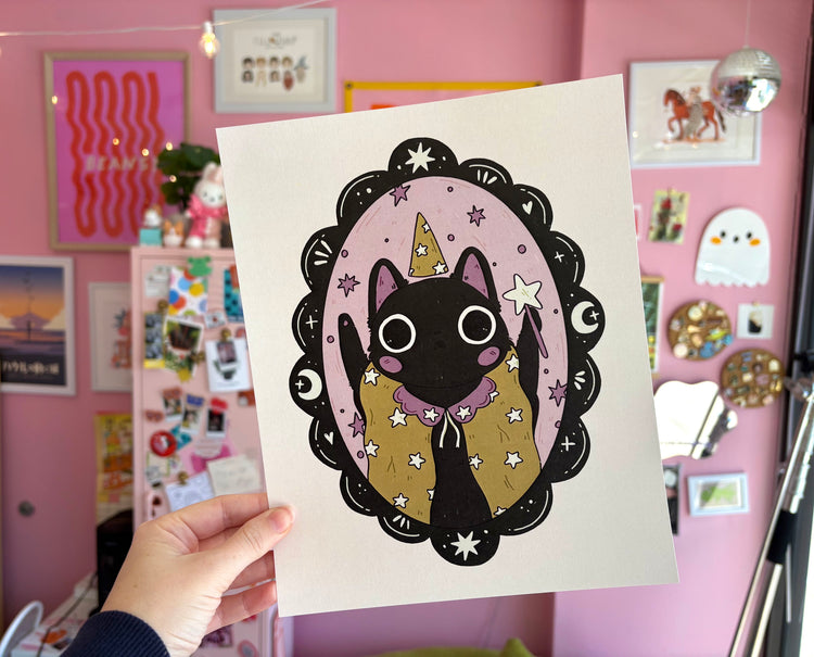 Black Cat Wizard 8x10 Print