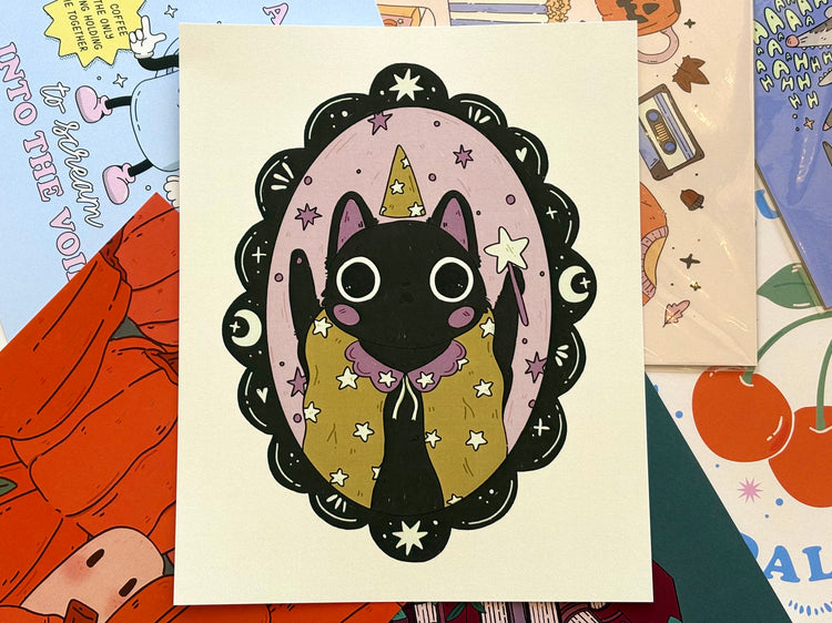 Black Cat Wizard 8x10 Print