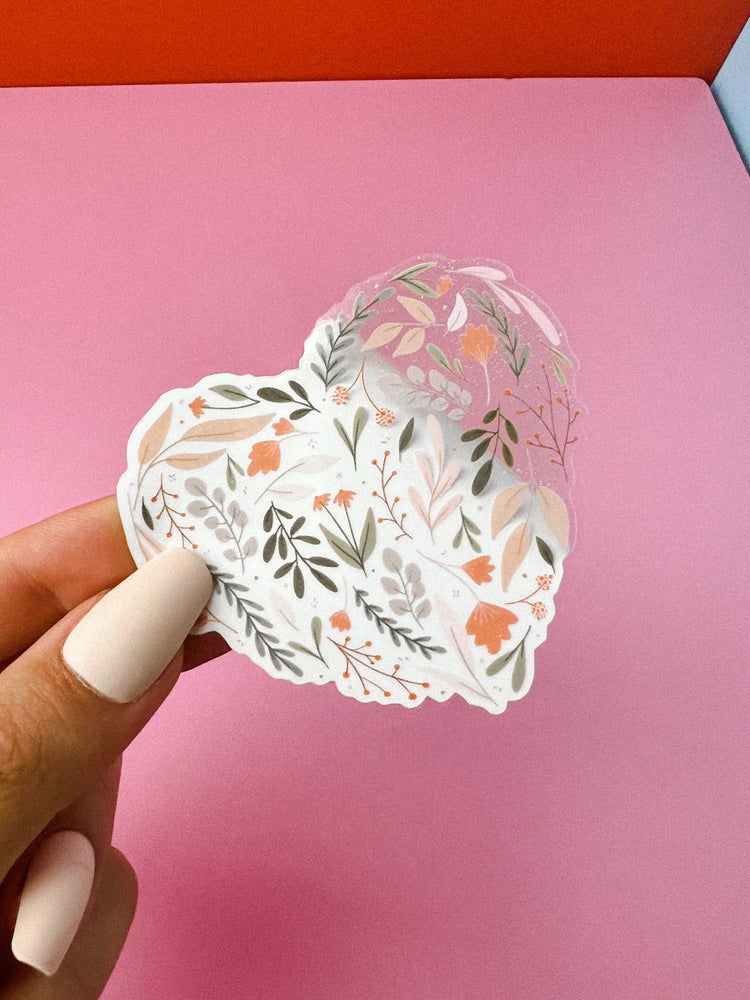Transparent Floral Heart Sticker